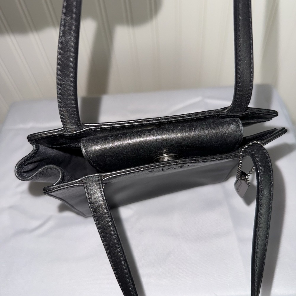 Vintage Coach Black Mini Tote Top Handle Silver Hardware 6152 Bag Purse - Picture 12 of 16